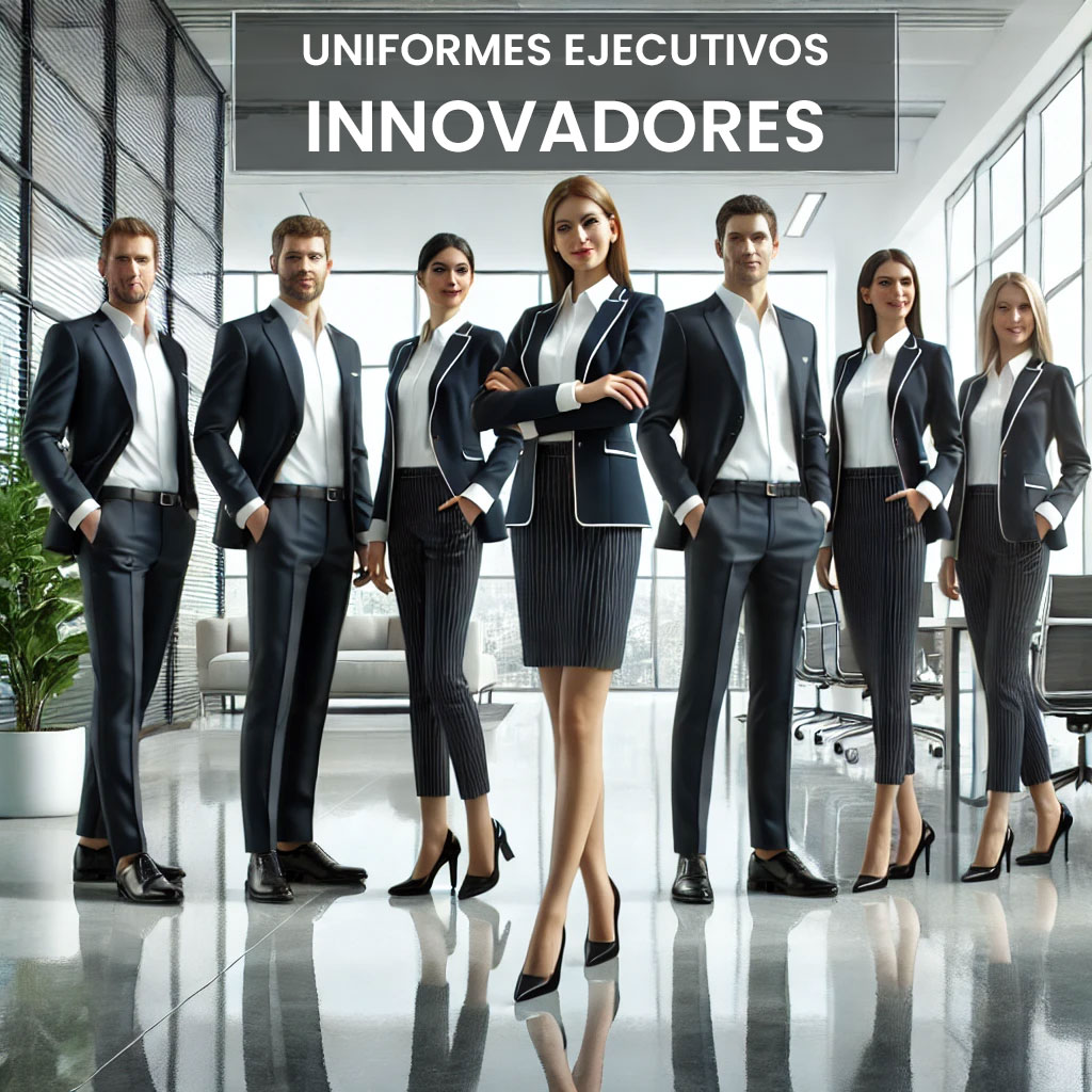 Empleados con uniforme modernos en una oficina, reflejando imagen corporativa positiva | Valeria Uniformes Corporativos.