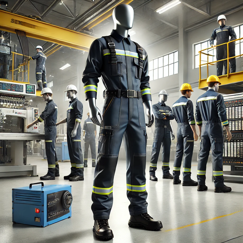 Trabajadores industriales con uniformes duraderos y personalizados en un entorno seguro. | Valeria Uniformes Corporativos.