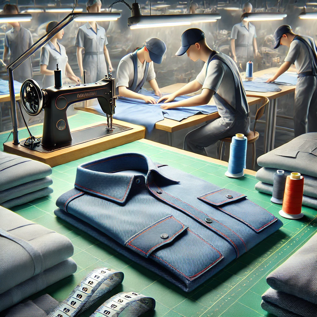 Primer plano de uniformes laborales hechos con telas duraderas y confección detallada. Protección y comodidad con chalecos para empleado | Valeria Uniformes Corporativos.